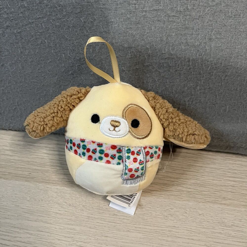 Squishmallow HARRIS the DOG SCARF 4" Christmas Ornament plush Puppy 4 inch 2024